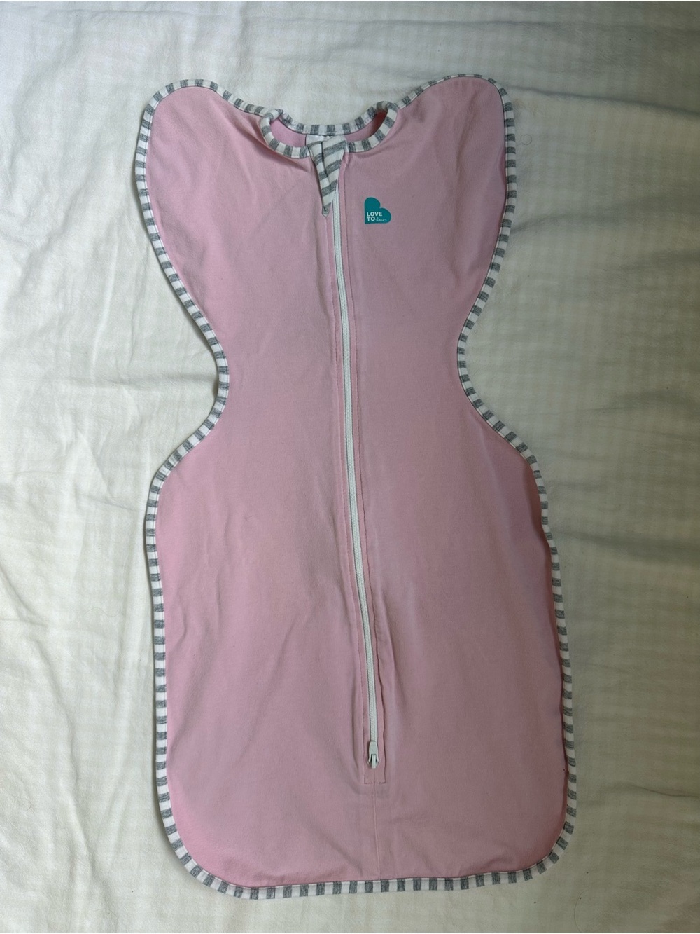 Love to dream Pink Winged Swaddle Sleepsack with Striped Trim